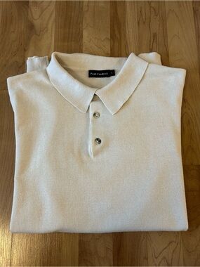 Paul Fredrick Men's Cream Knit Polo